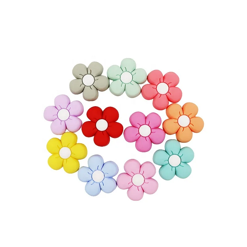 Summer Colorful Cartoon Loose Silicone Spacer Beads for Adults DIY Bracelets Necklaces  Daisy Flower Silicone Bead