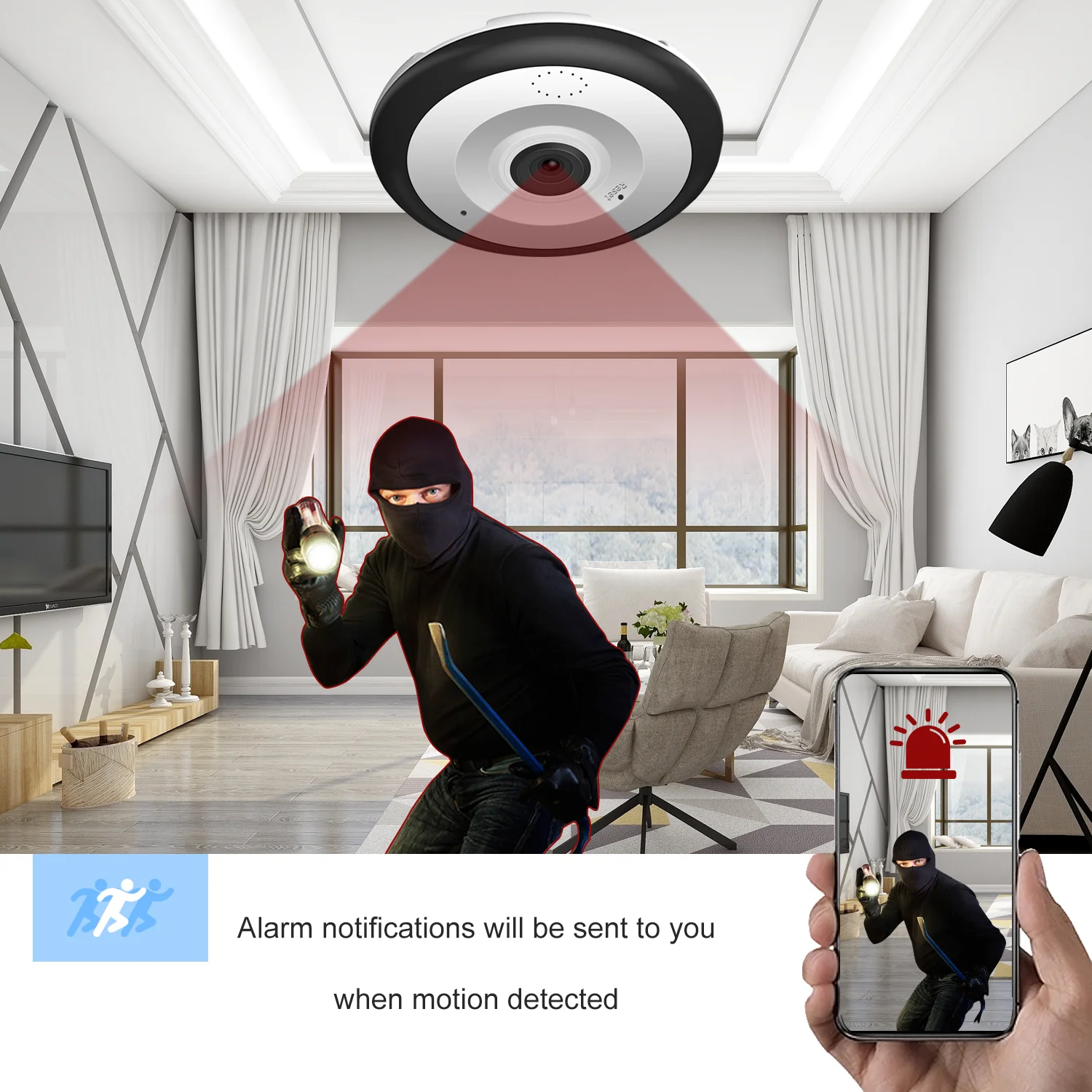 New 5MP HD V380 Pro Fisheye Surveillance Wireless Security WiFi 360 Panoramic CCTV IP Camera