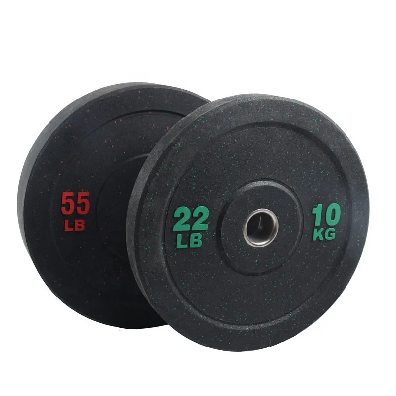 Wholesale Custom Gym Weight Plates Colorful Crumb Barbell Rubber Bumper Steel Colored Clastic Training Exercise 10kg 20kg Weigh