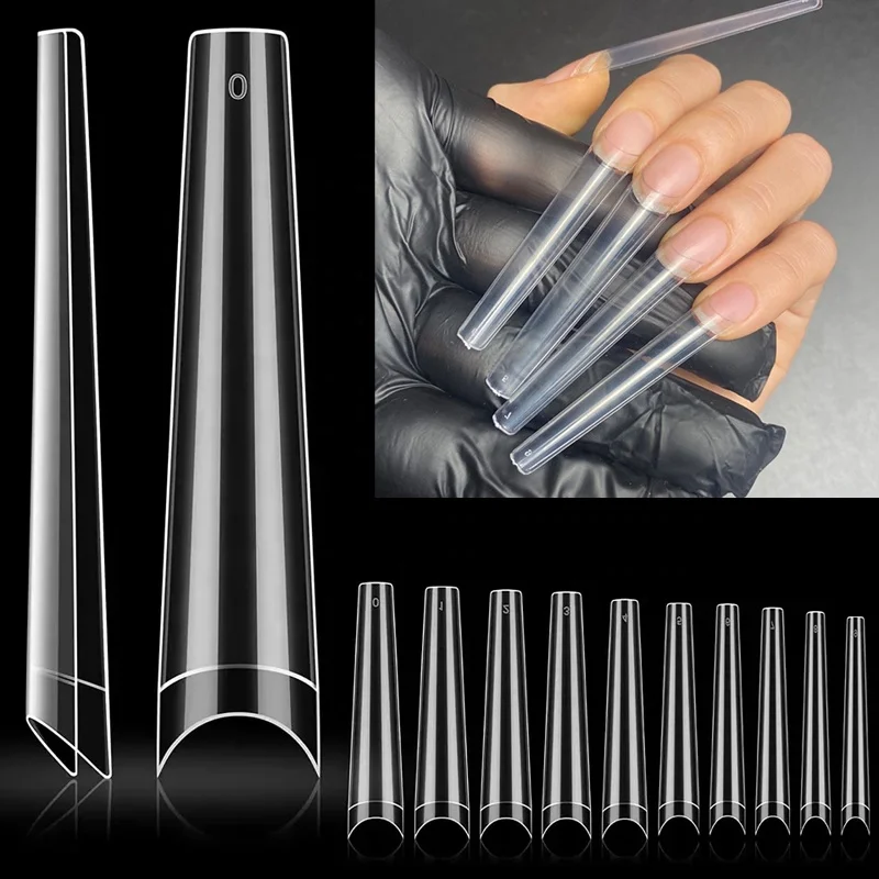 Wholesale Long 3XL Half Cover French Coffin No C Ballet False Nails XXL XL No C Curve Artificial XXXL Coffin Nail Tips