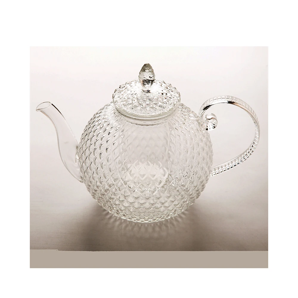 Glass Teapot Set Creative Glassware With Stria mallearis Surface 600ml