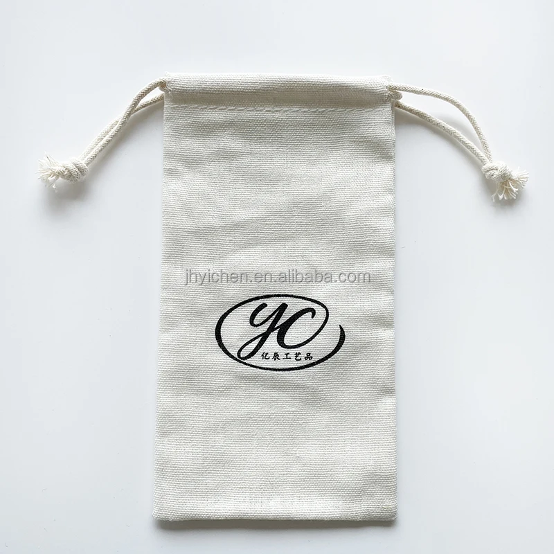 Custom Material 8x18cm Natural Cotton Sunglasses Dust Bag Drawstring Linen Eyewear Pouch