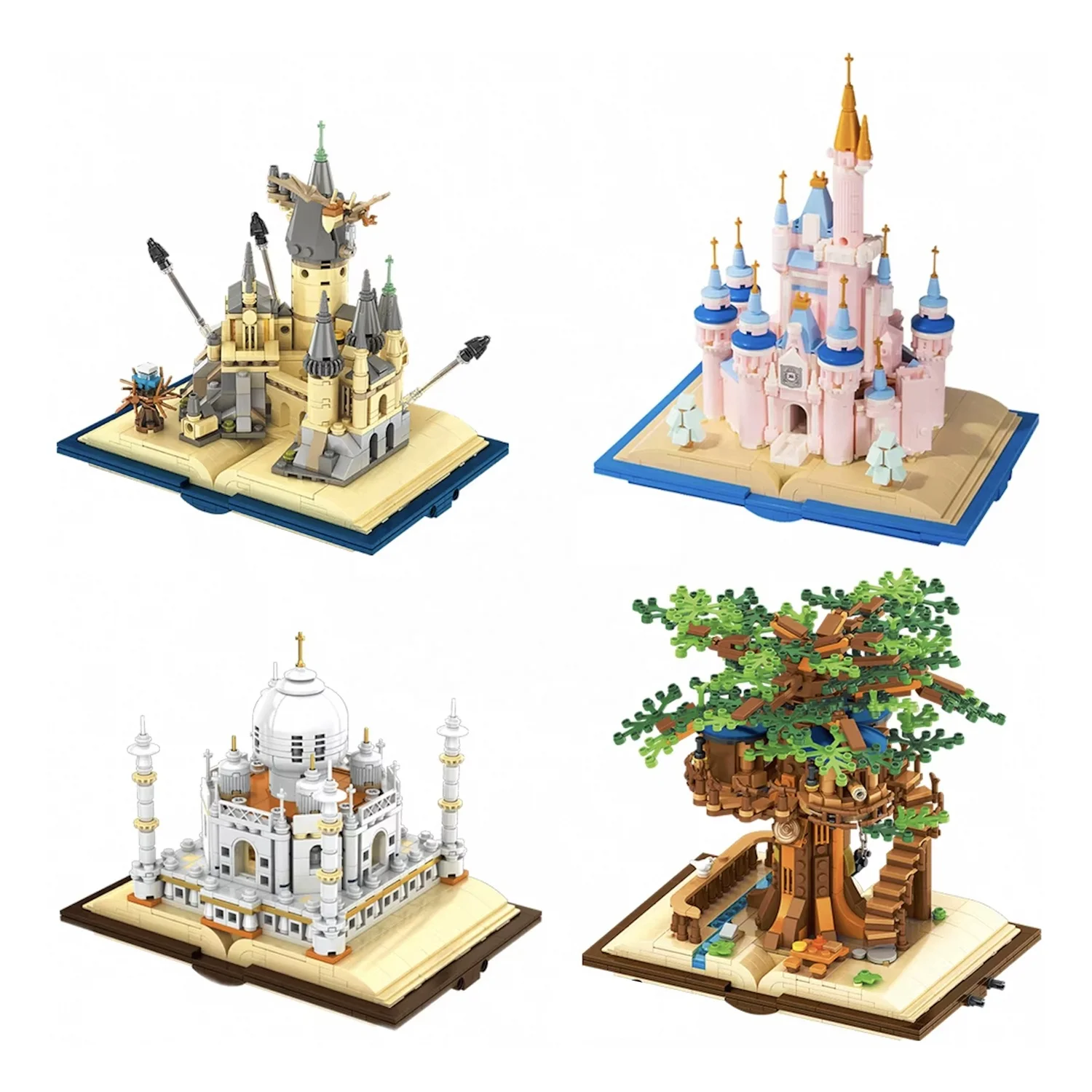Kids toys educational assembly delicate Creative Magic Castle Book Building Block Taj Mahal buildings building block sets Gifts