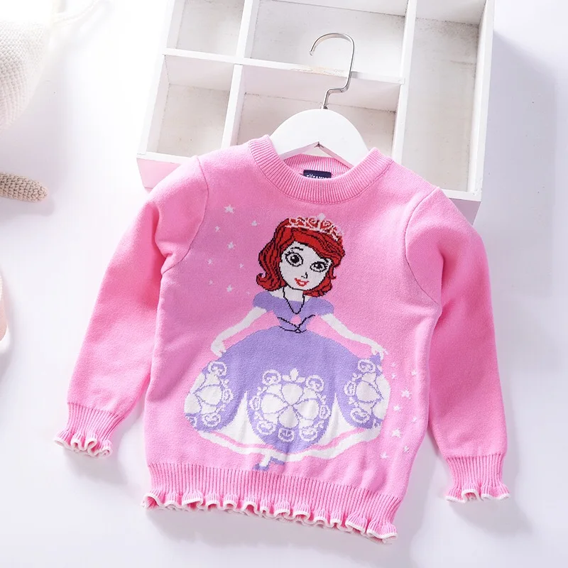 
new design princess knitted winter children woven long sleeve girl kid sweater 