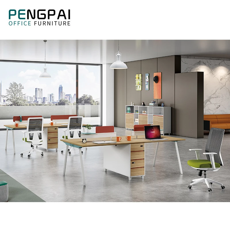 Modern open modular 4 person workstation office desk furniture design work office staff table workstation