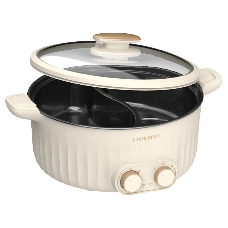 Multifunction Auto Temperature Control Non-stick Coating Electric Skillet Double Flavor Hot Pot Dual Pots