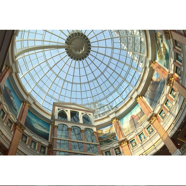 SAFS space frame prefabricated glass dome roof Galvanized dome tempered glass skylight roof design