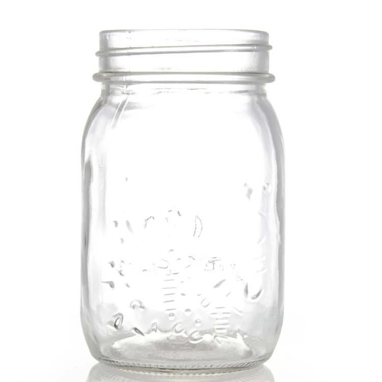 Manufacturer wholesale glass carved honey jar canned pickles canned peach embossed pattern to sample processing custom