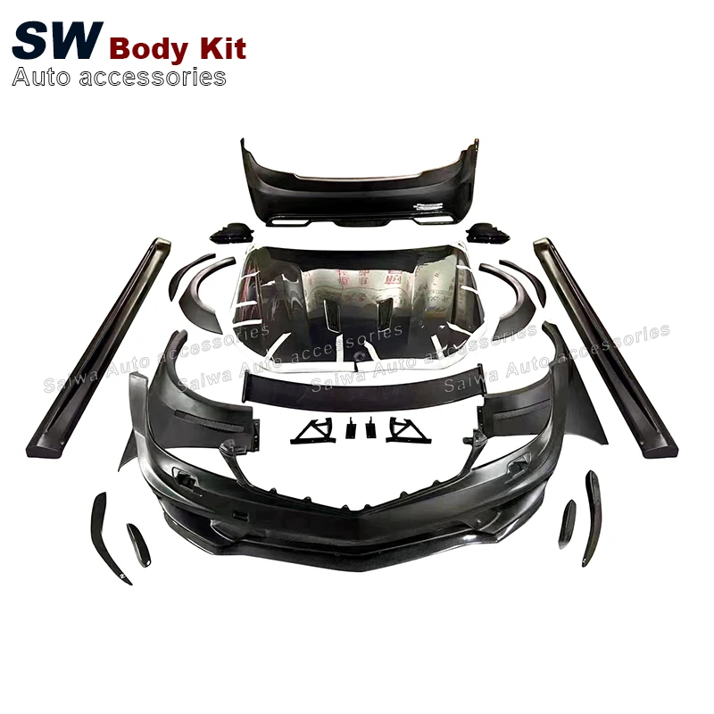 Fiberglass Wide Body Kit for Mercedes Benz C-Class W204 C63 C200 C300 Black Series Style Bumper Side Skirts Fender Spoiler