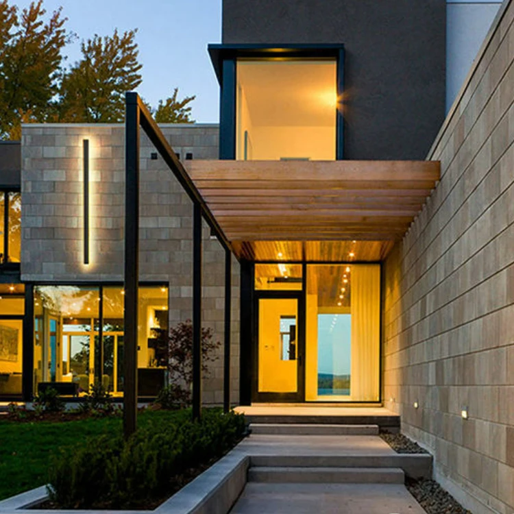 LNJAMI Black Modern Outdoor LED Linear Wall Light IP65 Waterproof Garden Wall Lamp For Wall Surface Mounted Lighting