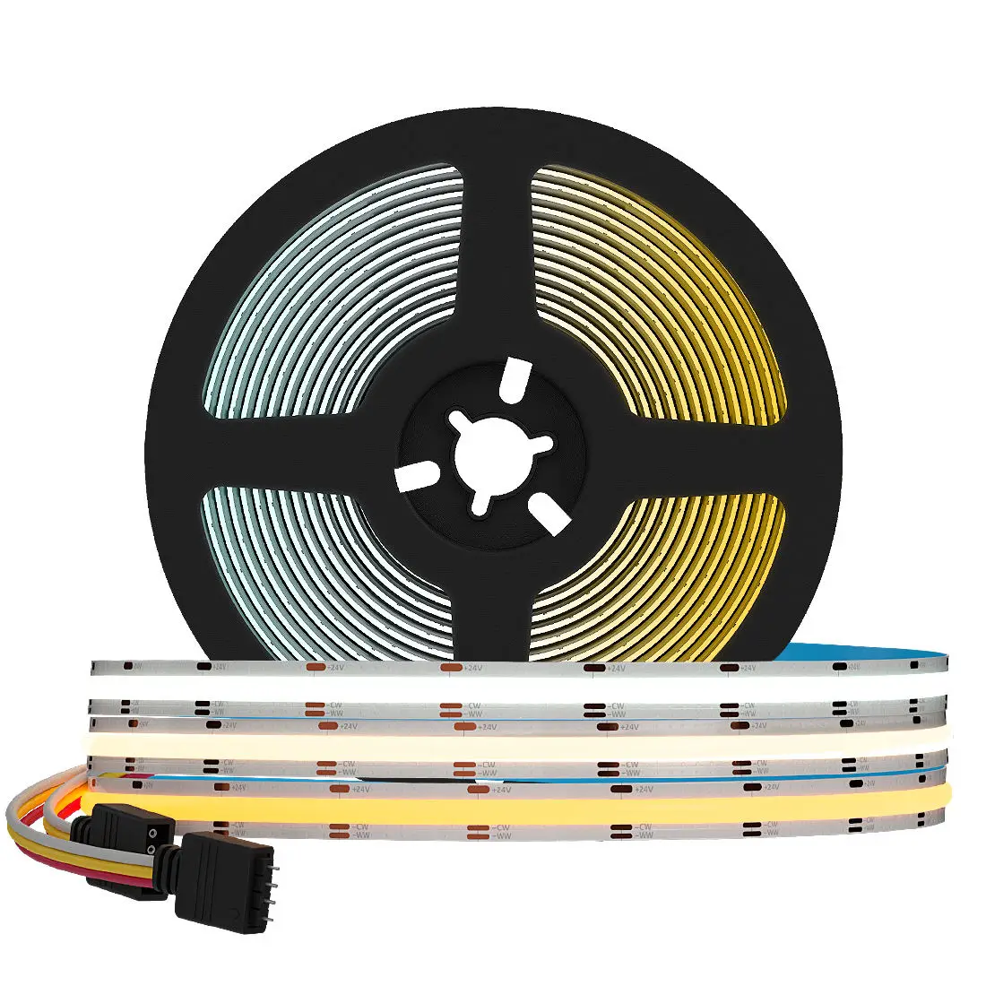 World Uniqueen DC12V/24V IP30/IP65/IP67 COB CCT настраиваемые белые светодиодные полосы RA 90 гибкие