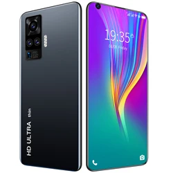 2021 Новая мода X60 Pro 7 2 дюймов MTK6799 Android10.0 смартфонов 12GB + 512GB 5G мобильные телефоны 5600 мАч Power Bank мобильный
