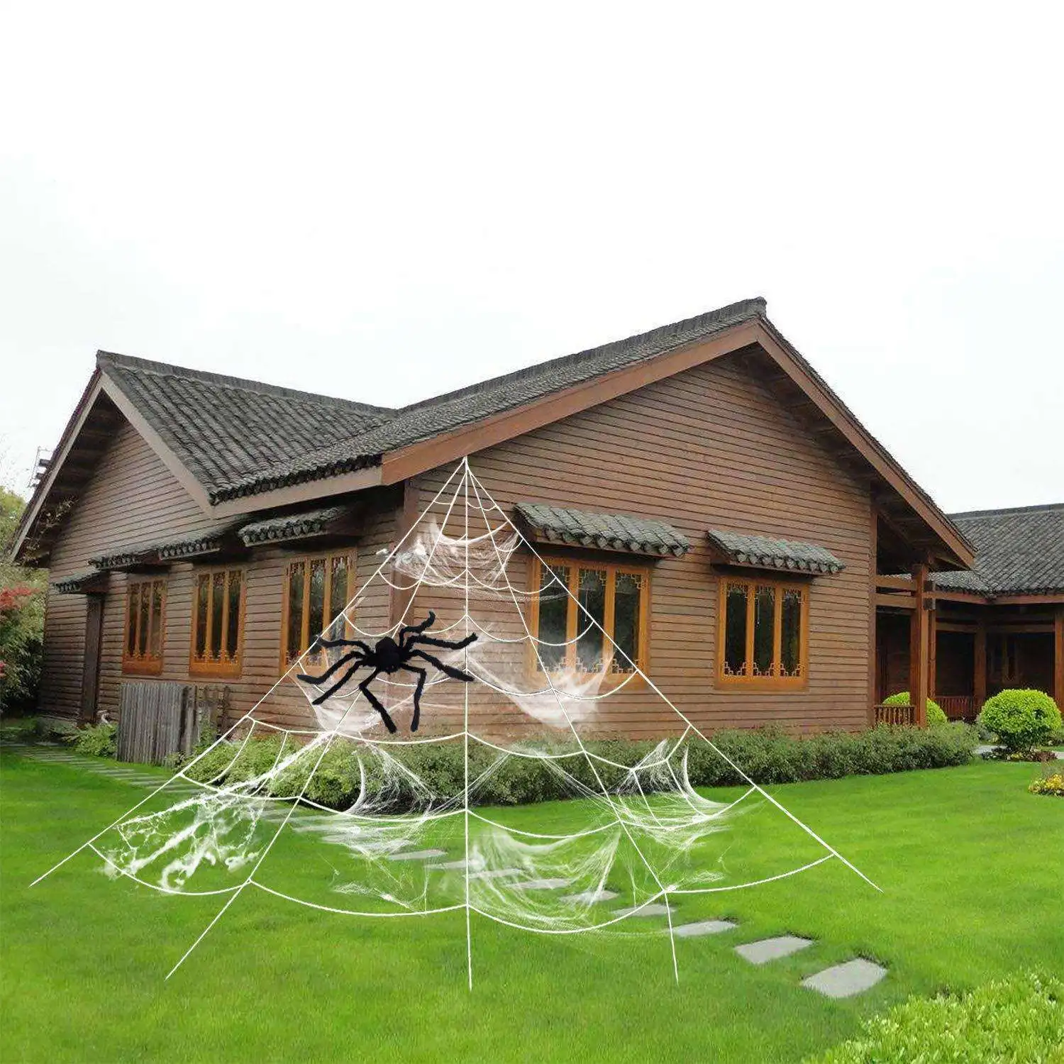 Latest Designs For Halloween Party Atmosphere Decoration Scene Props Triangular Spider Web Super Fan Web