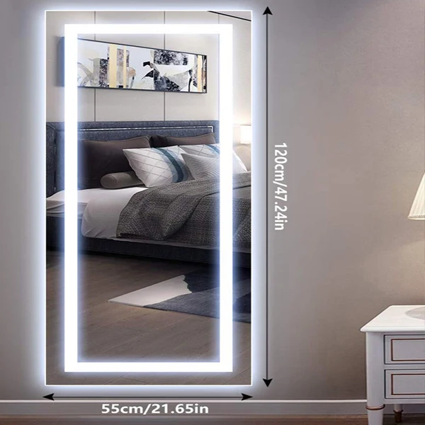120*55cm Hotel Rectangle Smart Led Wall mirrors Frameless Bath mirrors Bathroom Lighted Glass mirror With Waterproof IP44 Rating