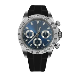 VK63 movement case 39MM men quartz watch chronograph electronic watch luminous stainless steel case watch accessories