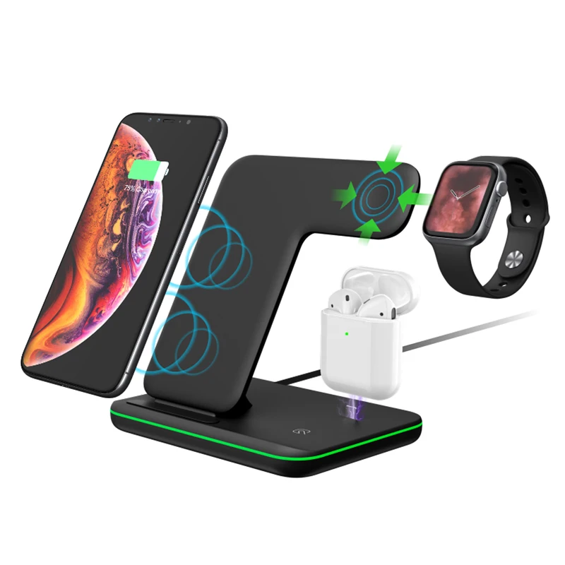top ranking products 2021 shenzhen Guanyu Z5 qi 15w fast charging dock station 3 in 1 lamp wireless charger for table