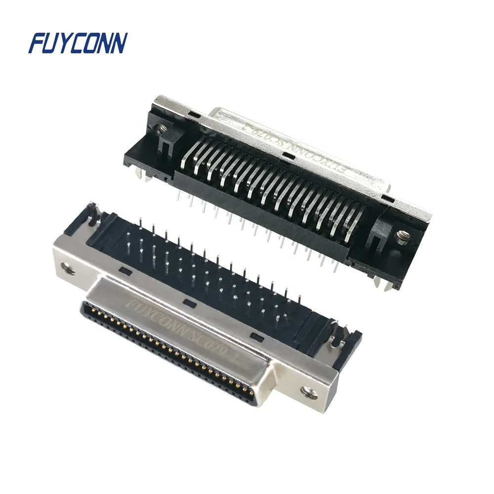 Female SCSI Connector 14pin 20pin 26pin 36pin 50pin 100Pin,  1.27mm Pitch Right Angle PCB SCSI Connector