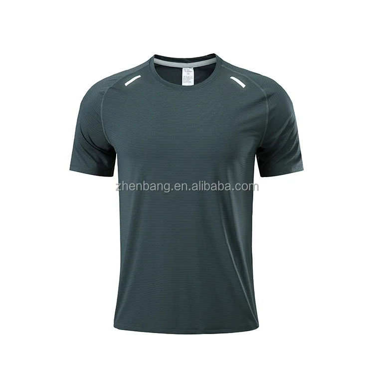 2021 wholesale men custom reflective logo sports running active gym polyester t shirts fitness clothing apparel wear