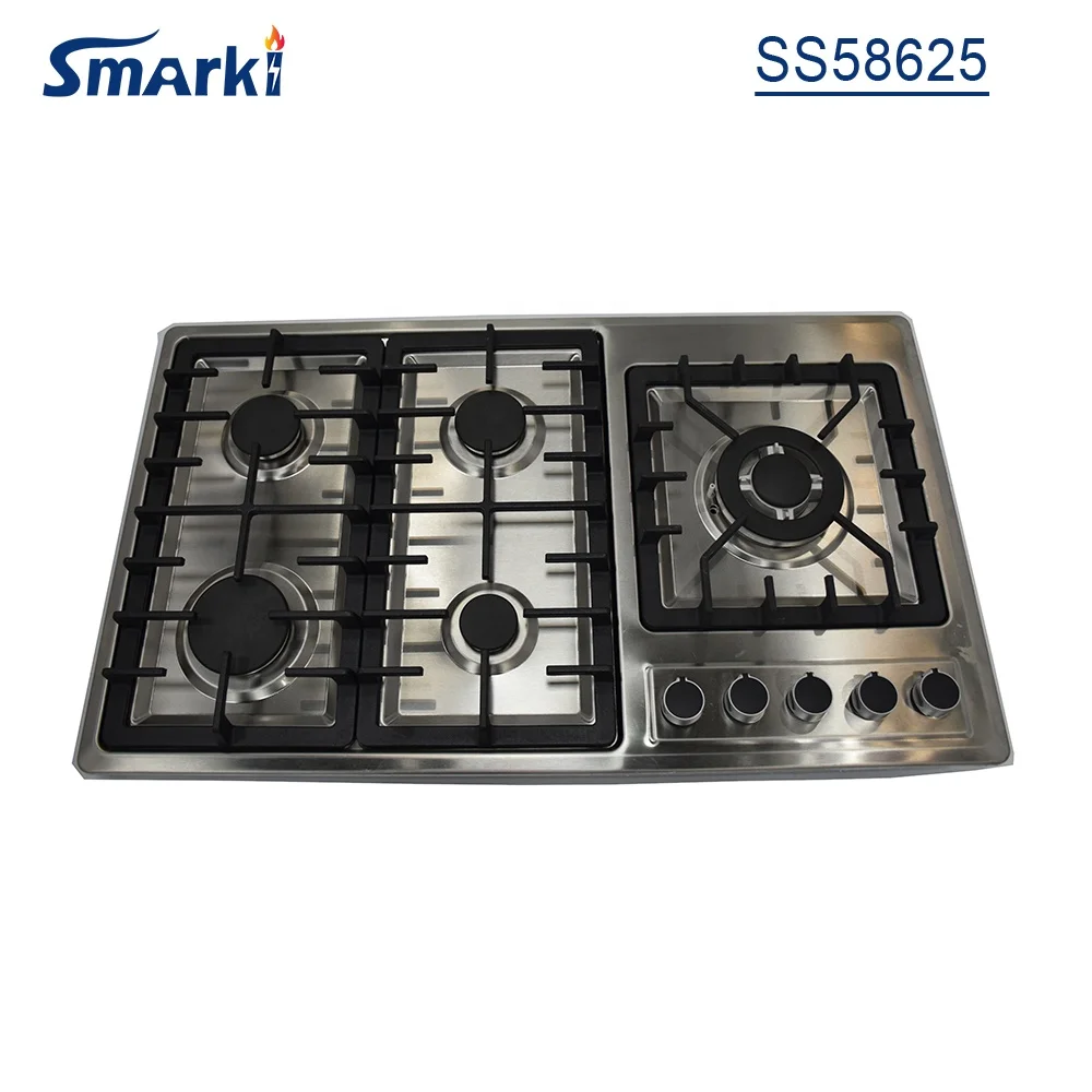 CE/NOM 5 burner Gas Stove SS Gas Hob built in gas grill SS58602