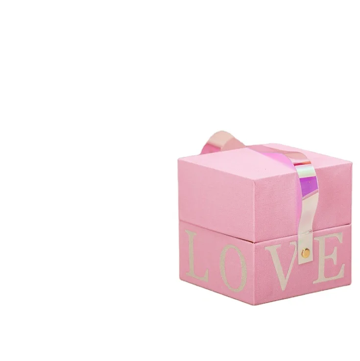 Orange cardboard closed custom packaging square gift box