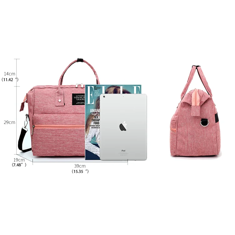 
Good quality large capacity mom travel shoulder diaper bag tote with luggage strap 