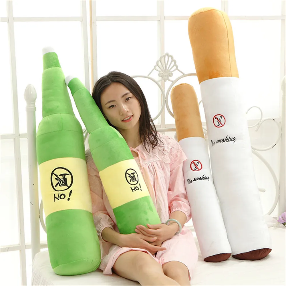 Plush toy cigarette beer bottle cigarette butts non-smoking sleeping long pillow large pillow doll birthday gift for men and wom