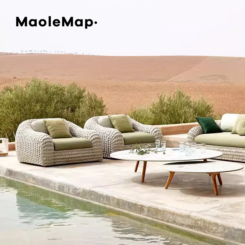 outdoor vill bed recliner sofa luxuriant furniture poland garden rattan sun lounger Modern coffee table pool chair italian sofa