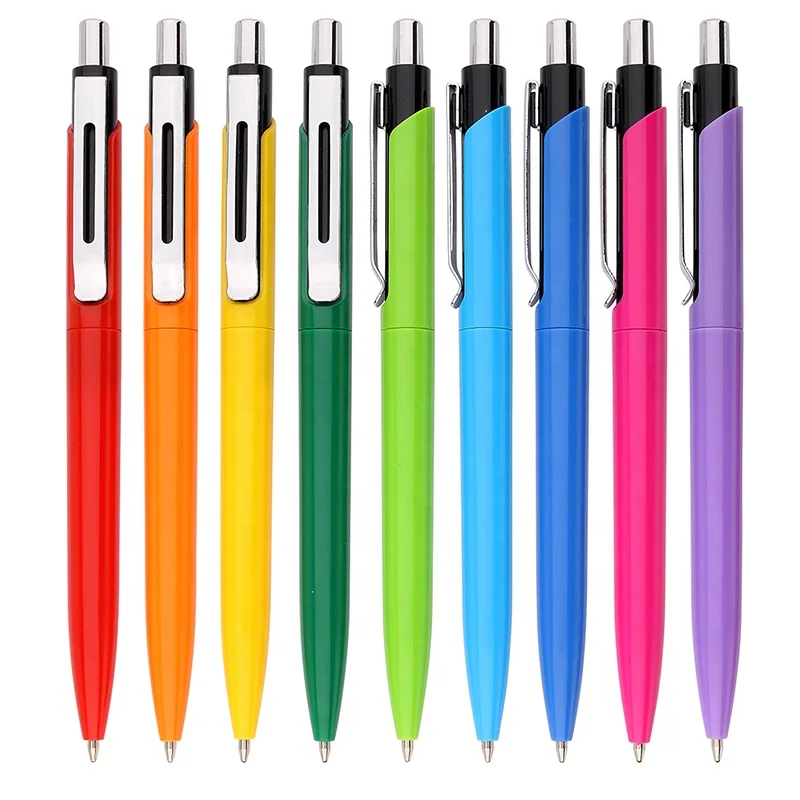 Promotion Gift Ballpoint Solid Color With Metal Clip Plunger Glitter Engraved Personalised Pens