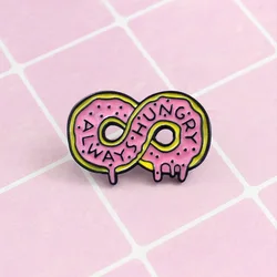 New Product Infinite Symbol Donut Always Hungry Oil Drip Brooch Ornament Pink Badge Soft Enamel Lapel Pin