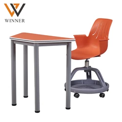 modern cheap children school classroom MDF table wheels swivel training chairs single student study desk and chair set