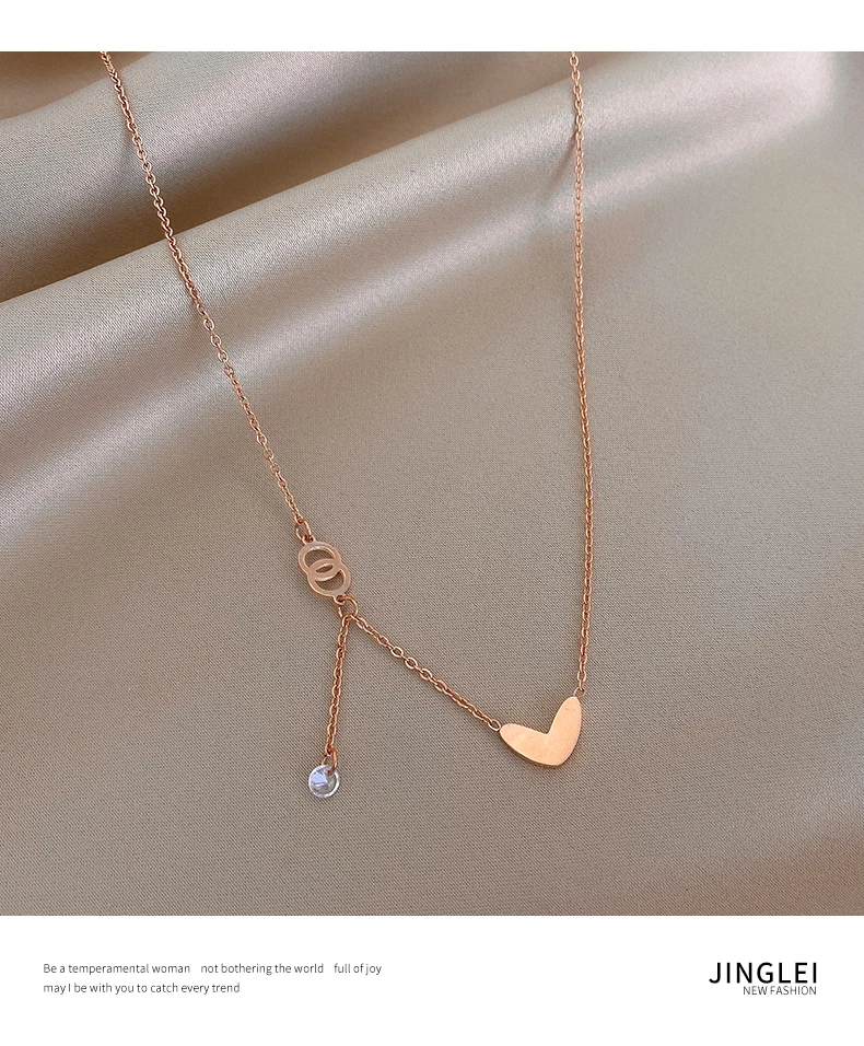 
Hot-sale Women Fashion 2021 Heart Pendant Necklace Jewelry Chain Dainty Necklace 18k Gold Plated Necklace 