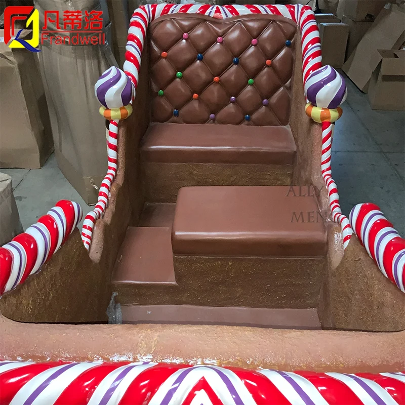 Outdoor large reindeer santa sleigh christmas decoration artificial fiberglass ornaments life size santa sleigh for sale