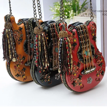 Angel Kiss Shoulder Bags Unique Handbags Ladies Beaded Tassel Sling Bag Evening Bags Luxury for Women Guitar OEM ODM Service