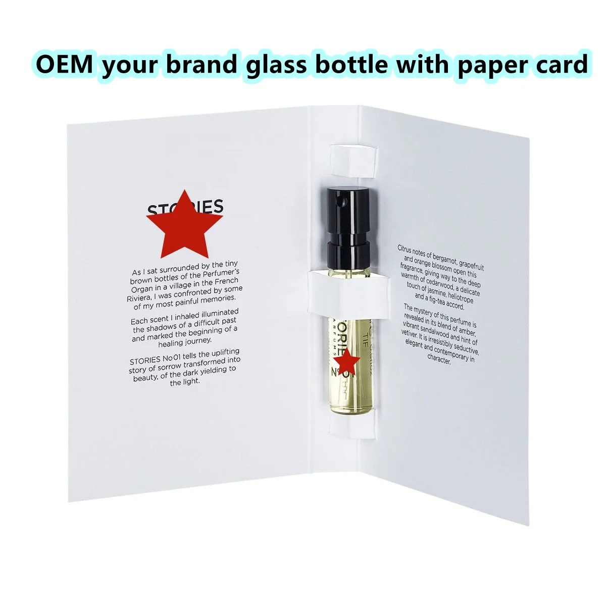 HeLun Custom Logo Print Discovery Brand 1.5ml 2ml 2.5ml Mini Tester Decant Parfum Glass Vial Perfume Bottles with Paper Card Box