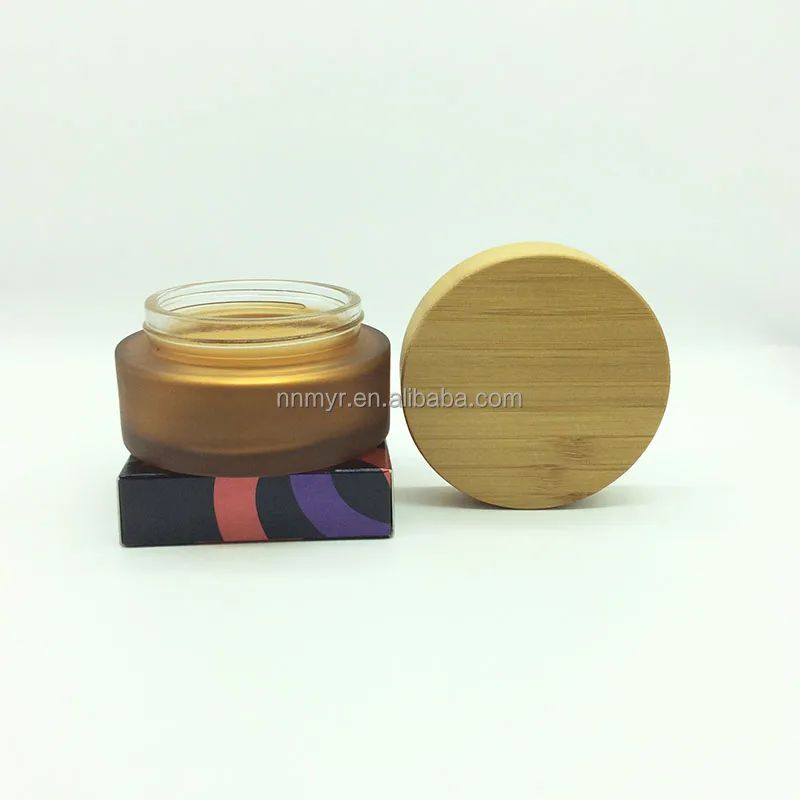 30g tawny glass, bamboo and wood covered cream jars sample travel separate bottle facial mask face cream bottle, wholesale