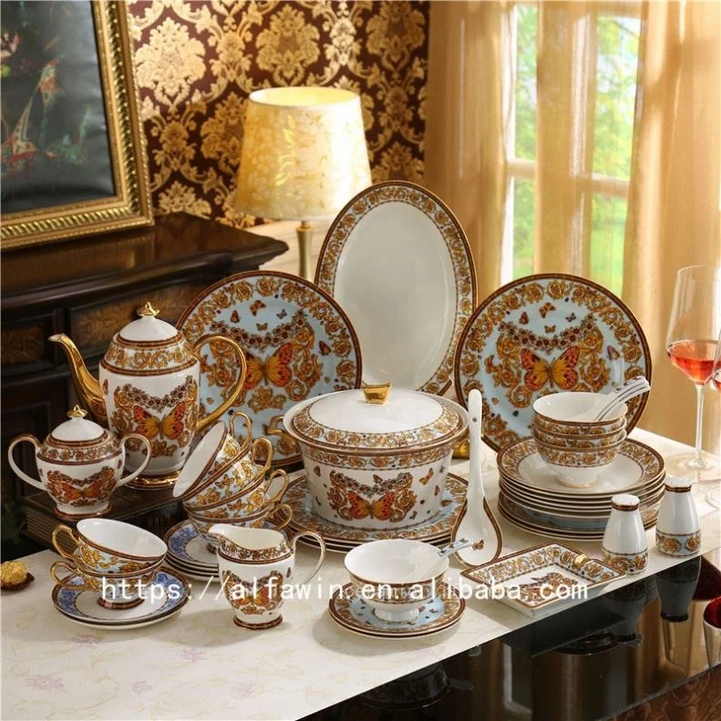 European luxury luxury 58 pieces of bone China tableware set
