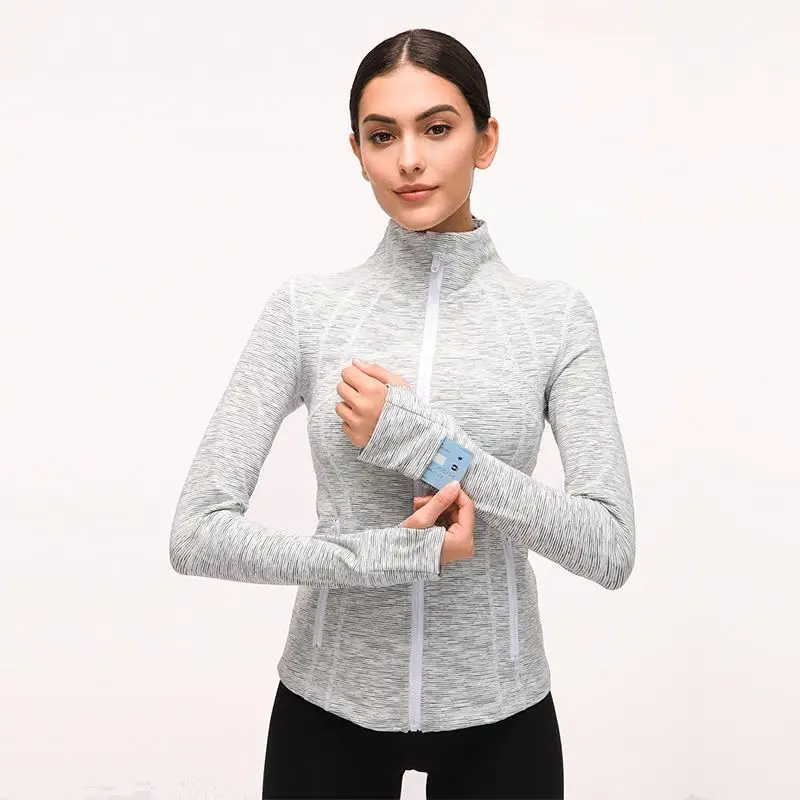 plus size long sleeve thin slim fit running nylon zip women sports yoga jacket