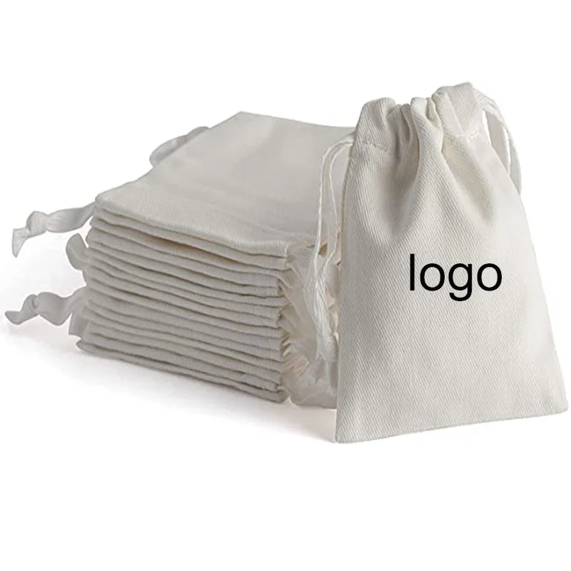 Мешочек для ювелирных изделий, хлопковый саржевый многоразовый мешок на шнурке, прочная упаковка для ювелирных изделий, подарочный пакет