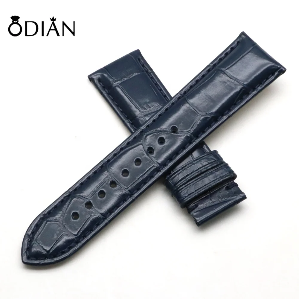 Odian Jewelry Genuine  Red Alligator America  Crocodile leather  watch band strap with stainless steel buckle