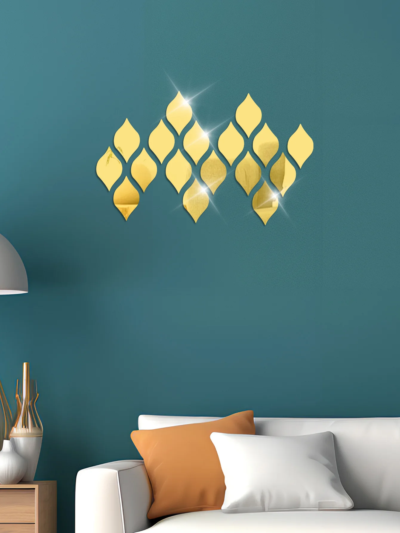 6 Pieces of Acrylic Water Drops Three-Dimensional Mirror Wall Stickers Set of Self-Adhesive Background Wall Creative Decoration