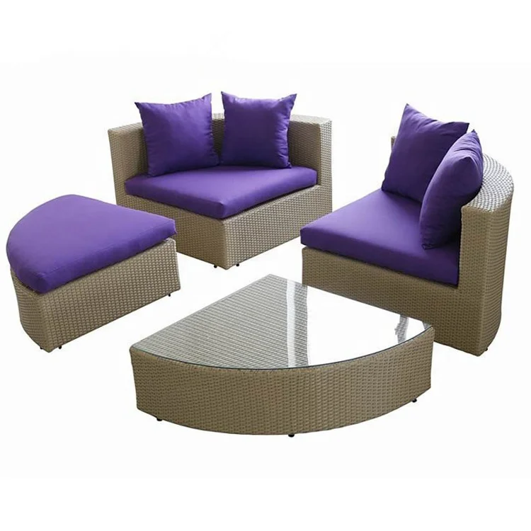 
Patio Garden Furniture 4 Seater or 5 Seater Cheap Rattan Outdoor Plastic Sofa Set Black Waterproof Party Seat S216 