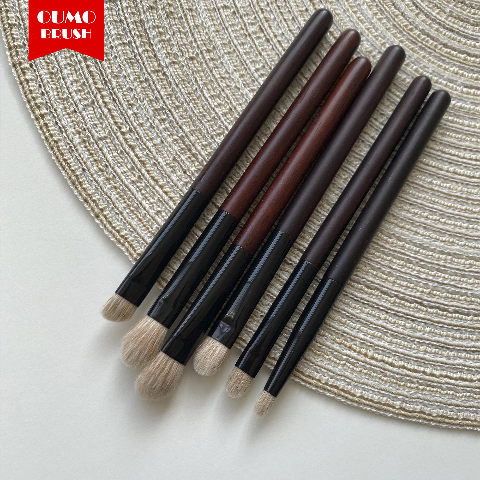 OUMO BRUSH--6PCS rose sandalwood makeup brush set weasel hair XGF goat hair professional makeup brushes high quality