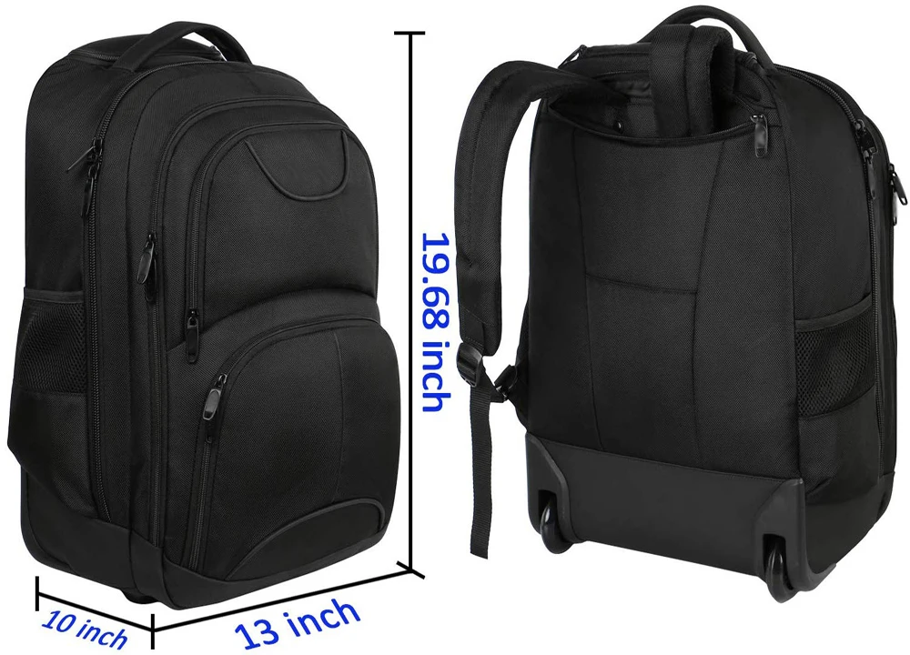 17 inch  business laptop Backpack with Wheels for High School or College, Rolling Travel Backpack, Trolley Luggage Suitcase