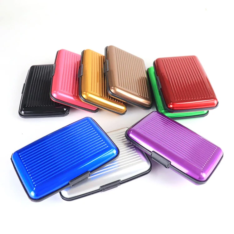 Aluminum Slim Mini RFID Blocking Credit Card Protector Aluminum Business Card Case Metal ID travel Organizer Wallet with 6 Slots