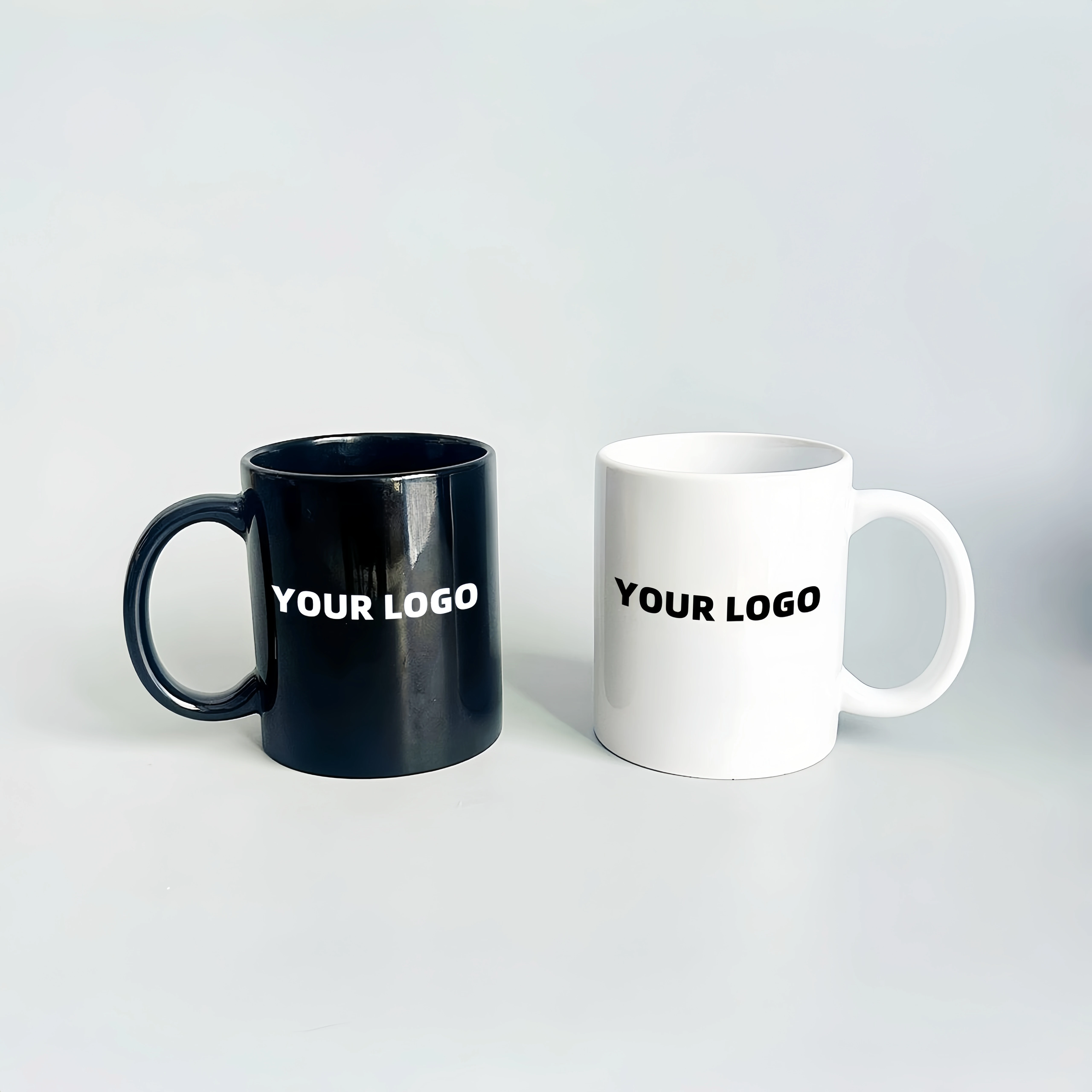 Wholesale 11oz New Porcelain Black 3A Ceramic Coffee Mug Custom Logo Handmade Sublimation Cup Promotional Gift Drinkware Cup