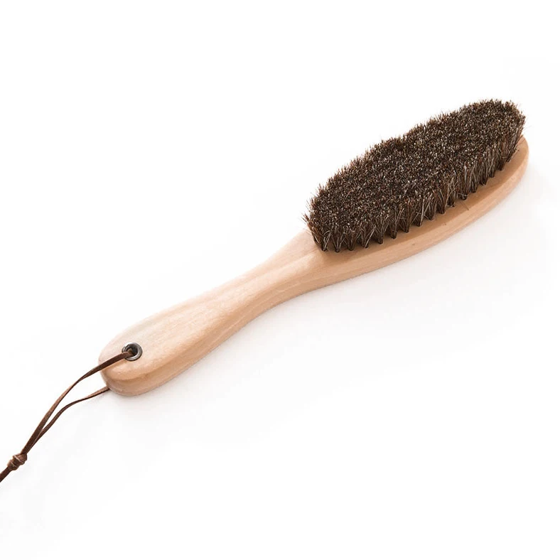 Black horse hair coat and hat brush lint remover quality animal hair cleaning brush body nail brushes