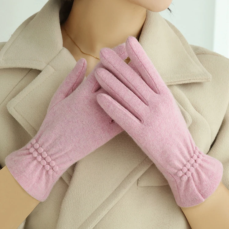 Fleece heated gloves for women outdoor gloves with design fashion finger gloves