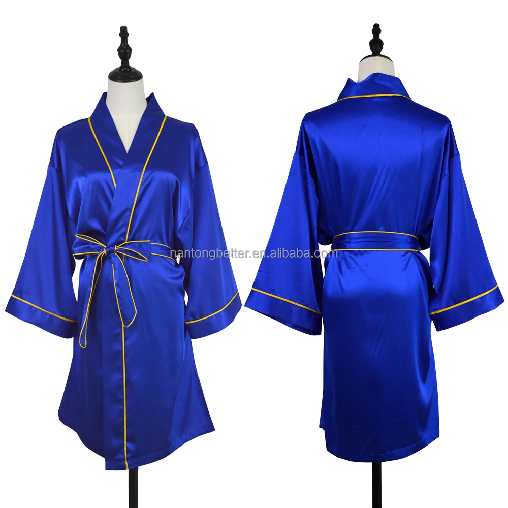 Hot Selling Women Piping Satin Robes Bridal Bathrobe Wedding Bridesmaid Fashionable Short Kimono Robe