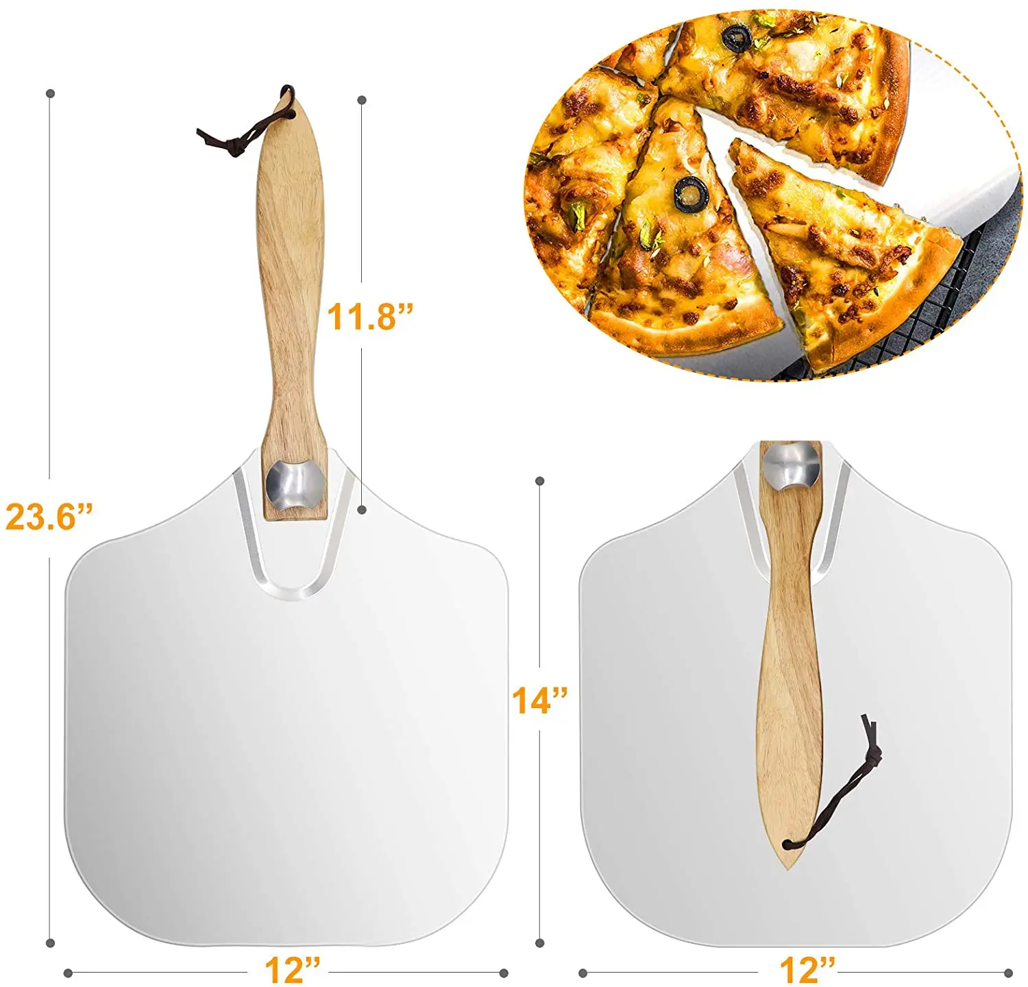 Custom Wooden Handle Aluminum Pizza Peel
