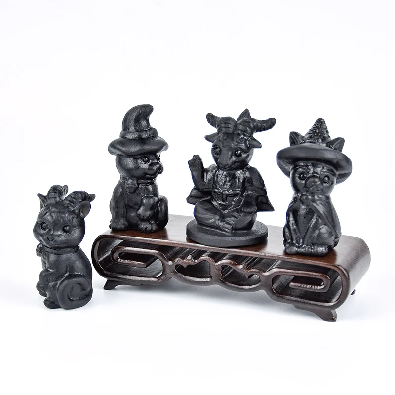 Hot Sale Natural Crystal Animal Carving Craft Obsidian Sculpture Crystal Cat